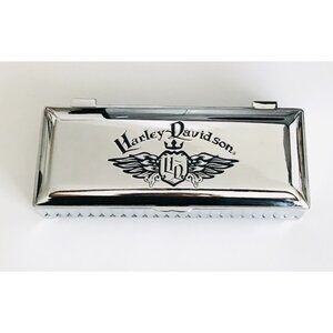 Harley Davidson Motorcycle Jewelry Box Silver Chrome Metal Wings Men's Women's